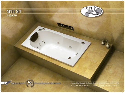 אמבטיה אקרילית מלבנית 140X70