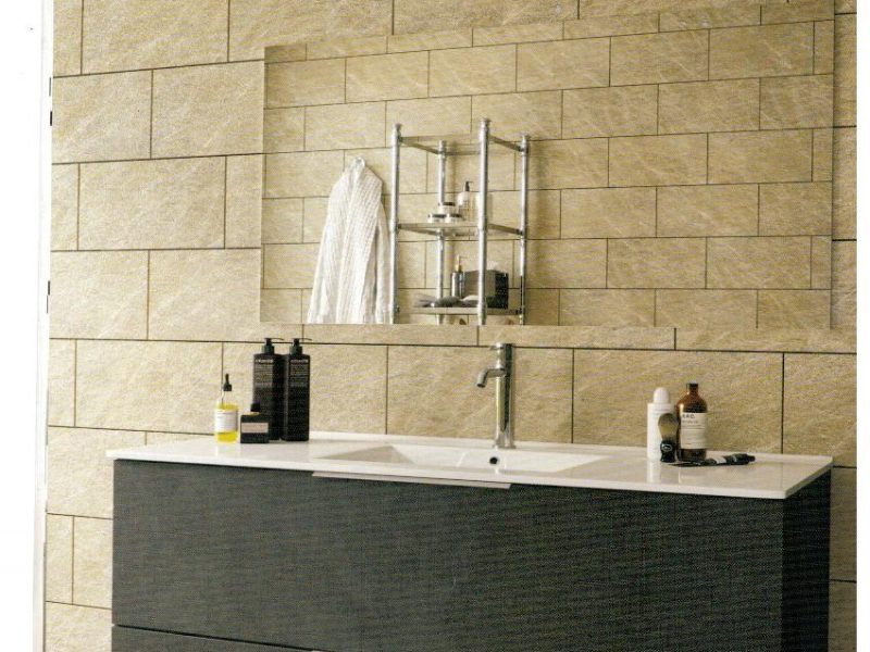 ארון פורמייקה תלוי " ברעם" מגירות אינטגרלי כולל כיור חרס אינטגרלי ומראה מרחפת 90/100 ס"מ – 1.657 ש"ח