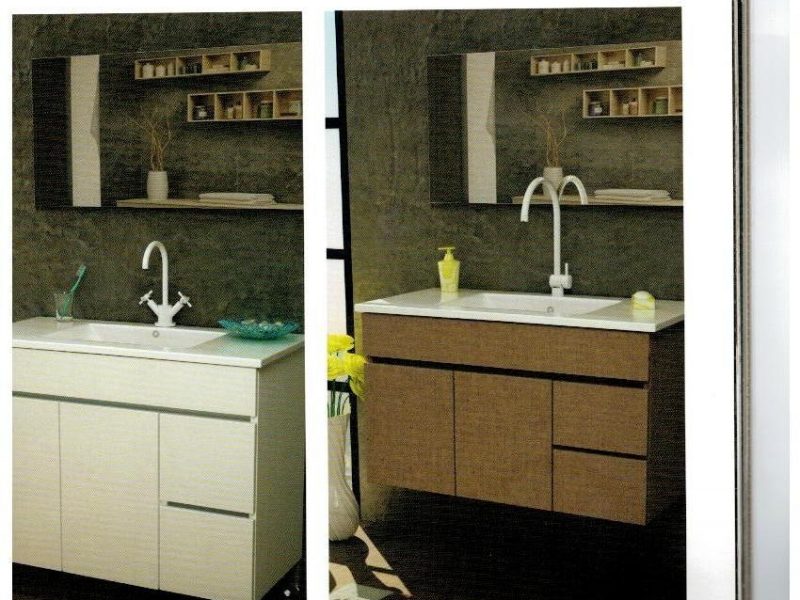 ארון אמבטיה פורמייקה "יוחאי" מגירות ודלתות תלוי/רצפתי 70/80 ס"מ כולל כיור חרס אינטגרלי ומראה מרחפת – 1.599 ש"ח