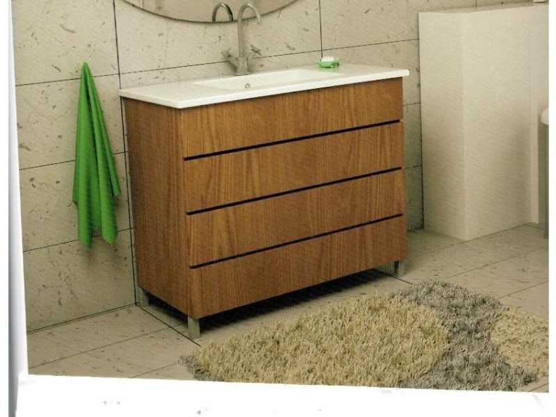 ארון פורמייקה "כנרת" מגירות כולל כיור חרס אינטגרלי ומראה מרחפת 90/100 ס"מ – 1.950 ש"ח